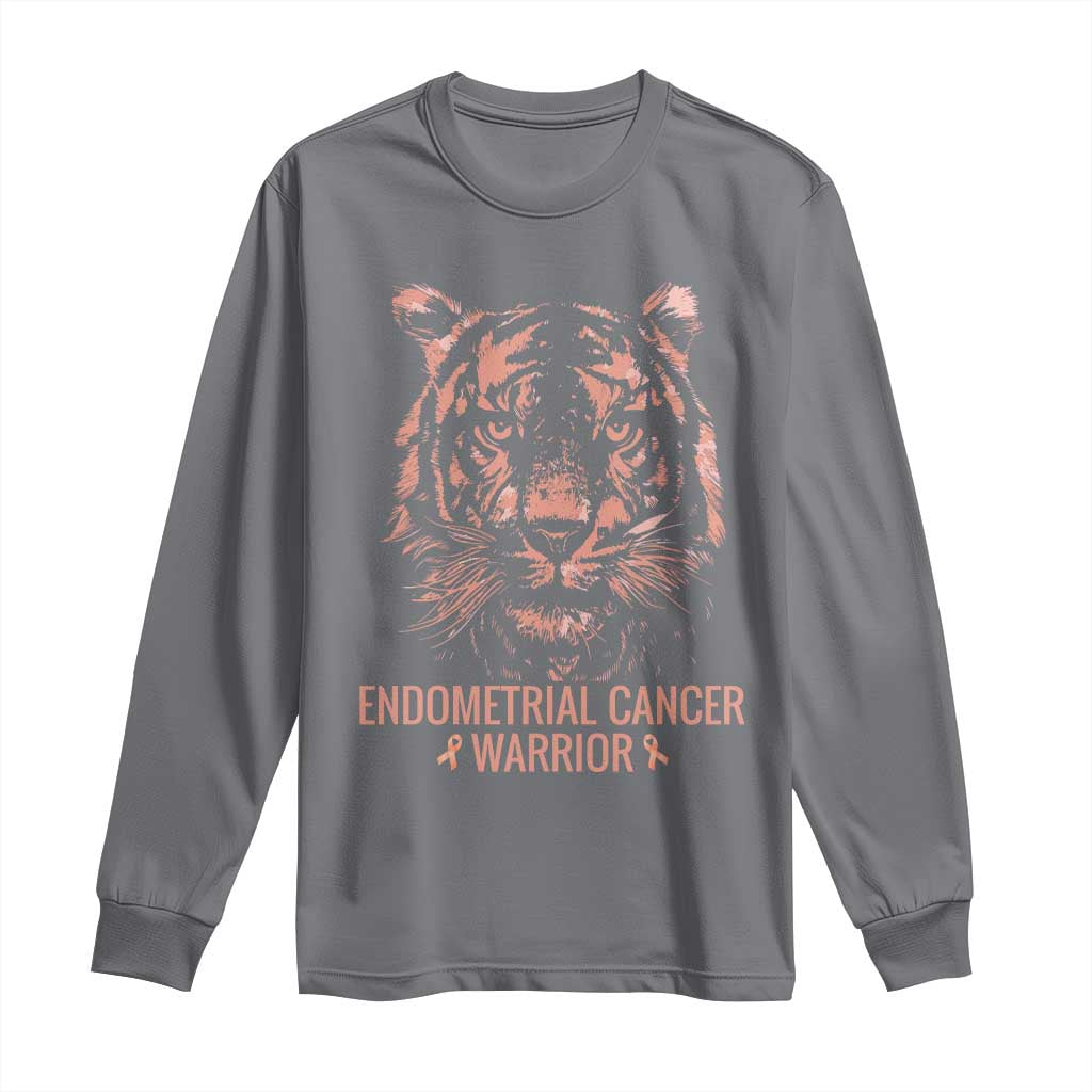 Endometrial Cancer Warrior Tiger Long Sleeve Shirt Strength Courage Hope