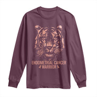 Endometrial Cancer Warrior Tiger Long Sleeve Shirt Strength Courage Hope