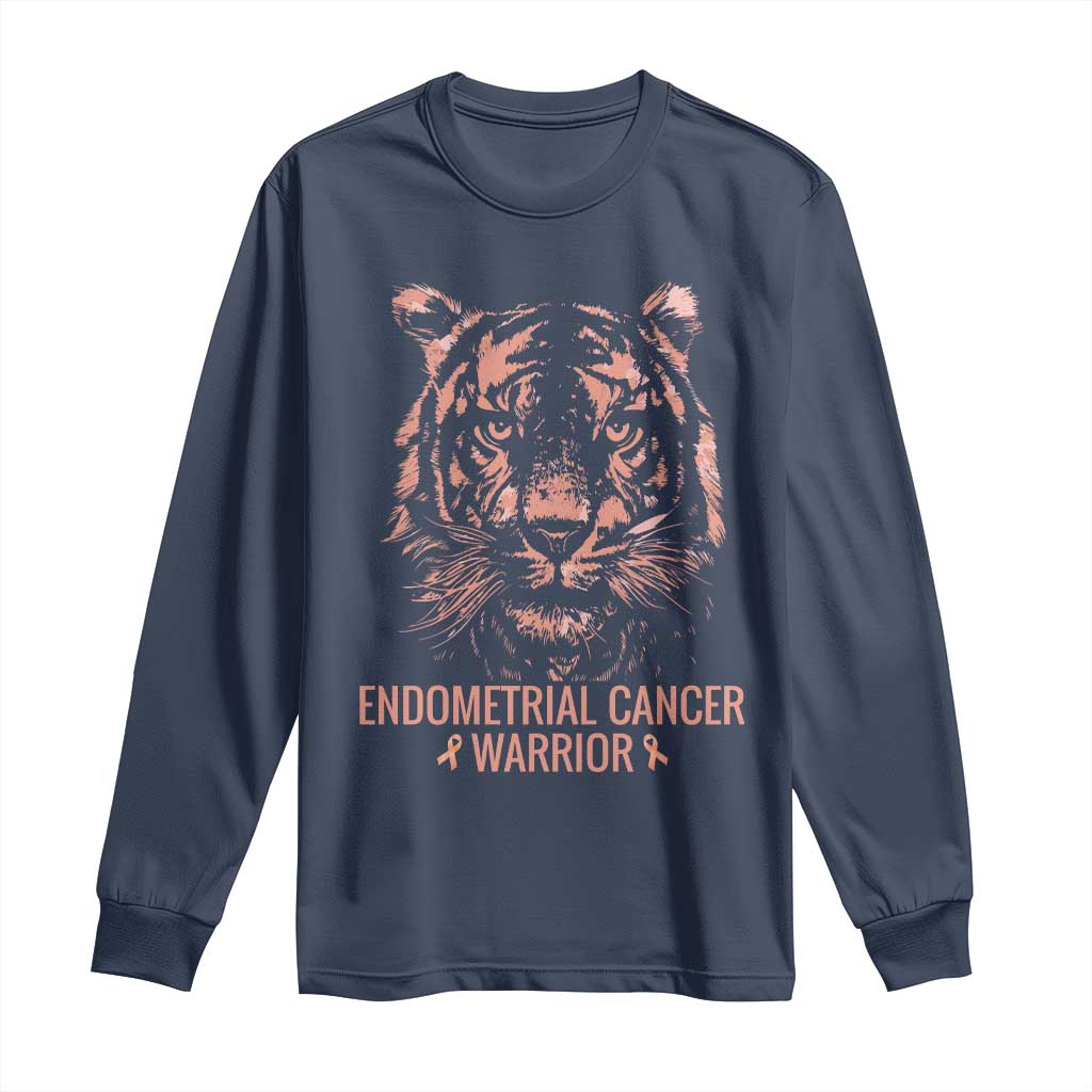 Endometrial Cancer Warrior Tiger Long Sleeve Shirt Strength Courage Hope