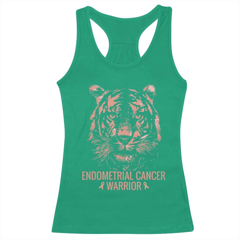 Endometrial Cancer Warrior Tiger Racerback Tank Top Strength Courage Hope
