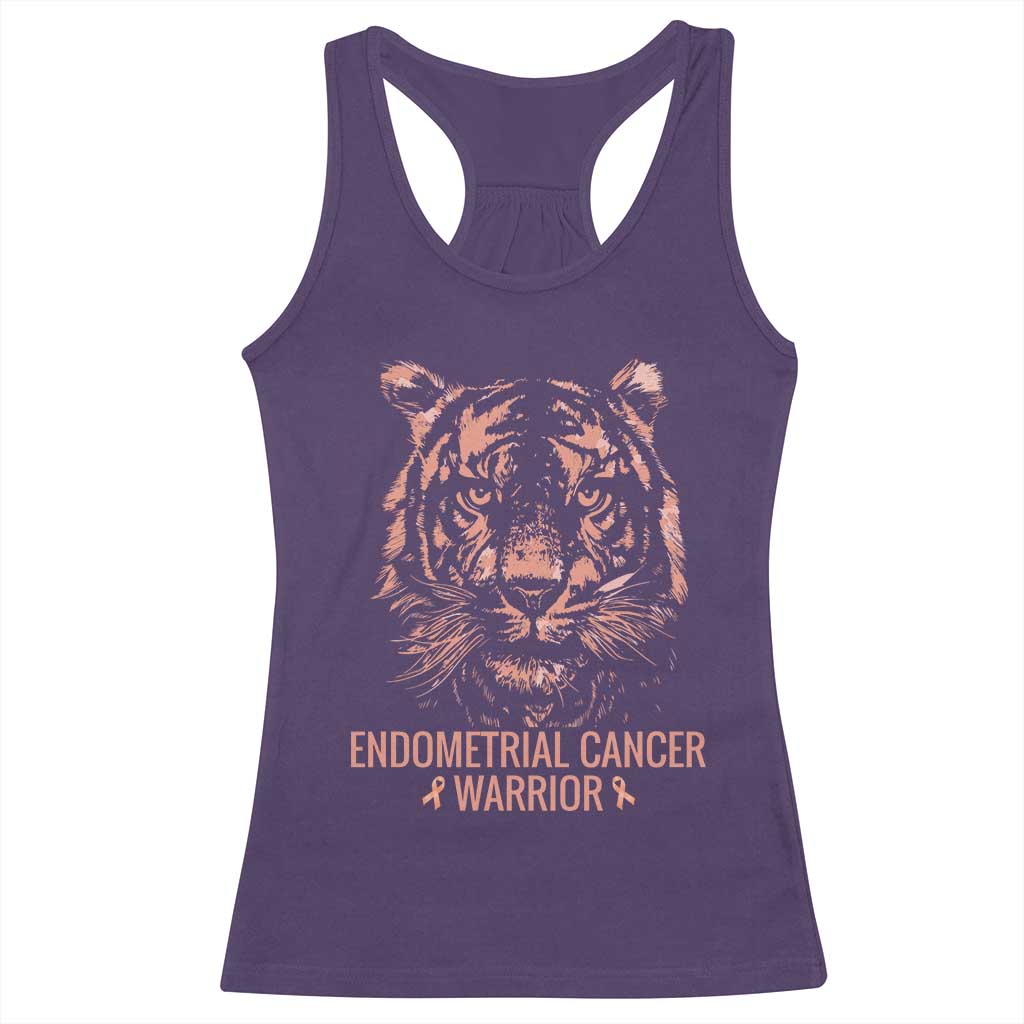 Endometrial Cancer Warrior Tiger Racerback Tank Top Strength Courage Hope