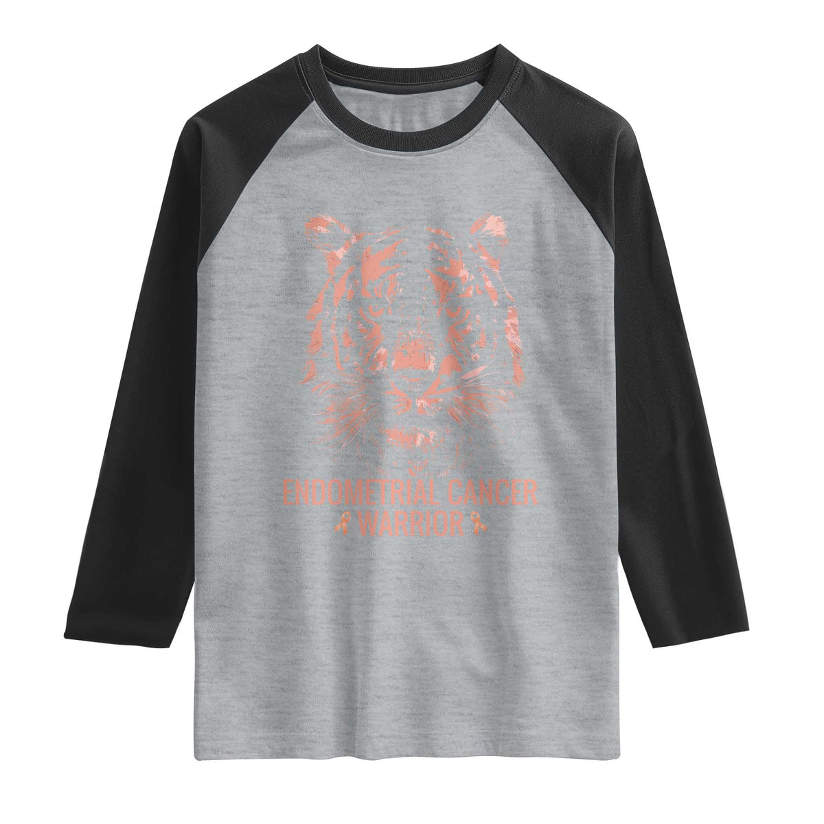 Endometrial Cancer Warrior Tiger Raglan Shirt Strength Courage Hope
