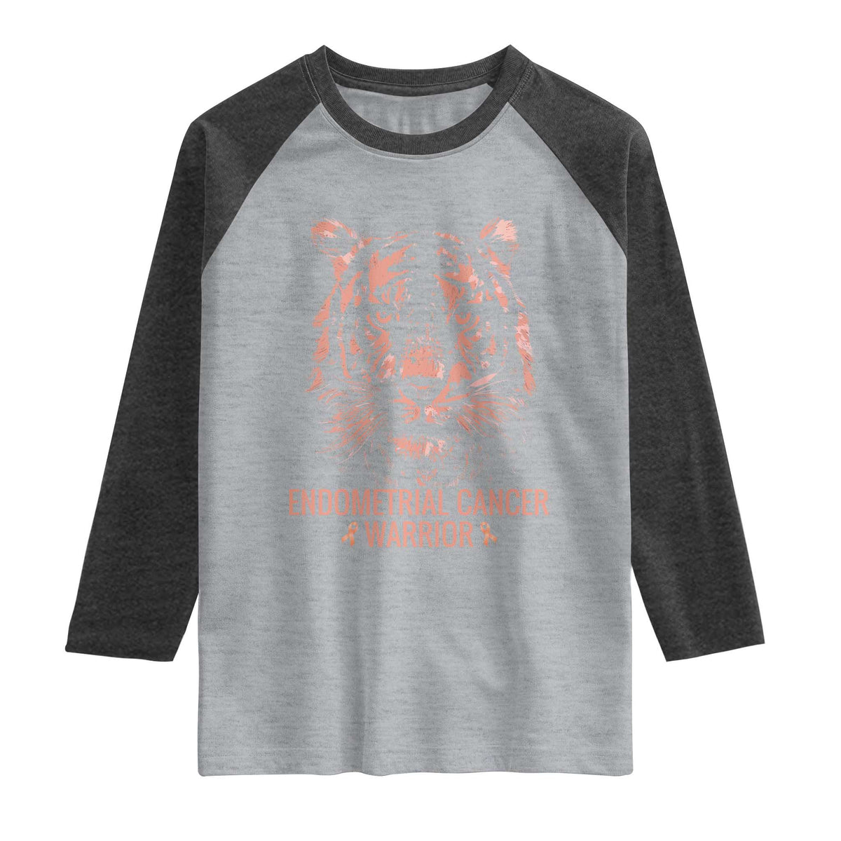 Endometrial Cancer Warrior Tiger Raglan Shirt Strength Courage Hope