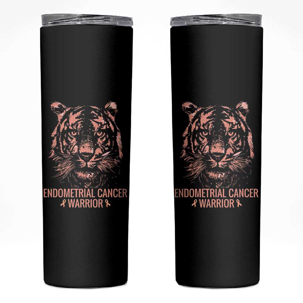 Endometrial Cancer Warrior Tiger Skinny Tumbler Strength Courage Hope