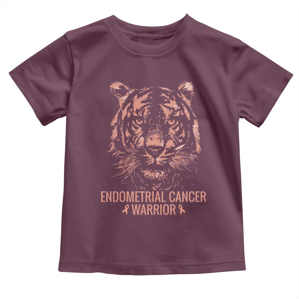 Endometrial Cancer Warrior Tiger Toddler T Shirt Strength Courage Hope