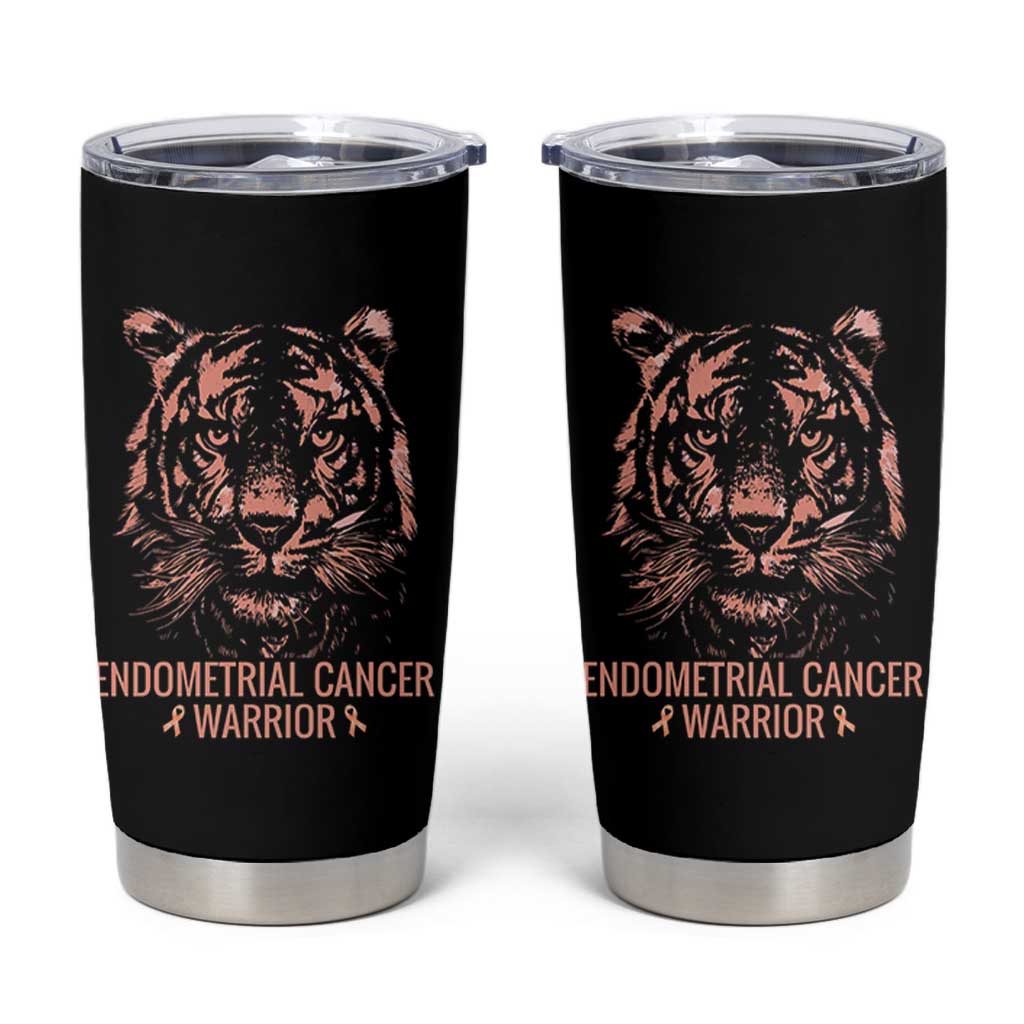 Endometrial Cancer Warrior Tiger Tumbler Cup Strength Courage Hope