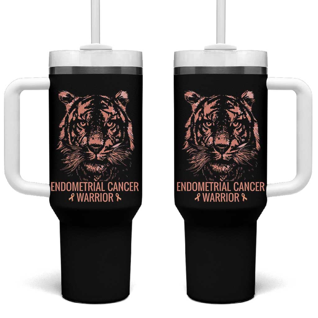 Endometrial Cancer Warrior Tiger Tumbler With Handle Strength Courage Hope