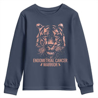 Endometrial Cancer Warrior Tiger Youth Sweatshirt Strength Courage Hope