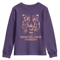Endometrial Cancer Warrior Tiger Youth Sweatshirt Strength Courage Hope