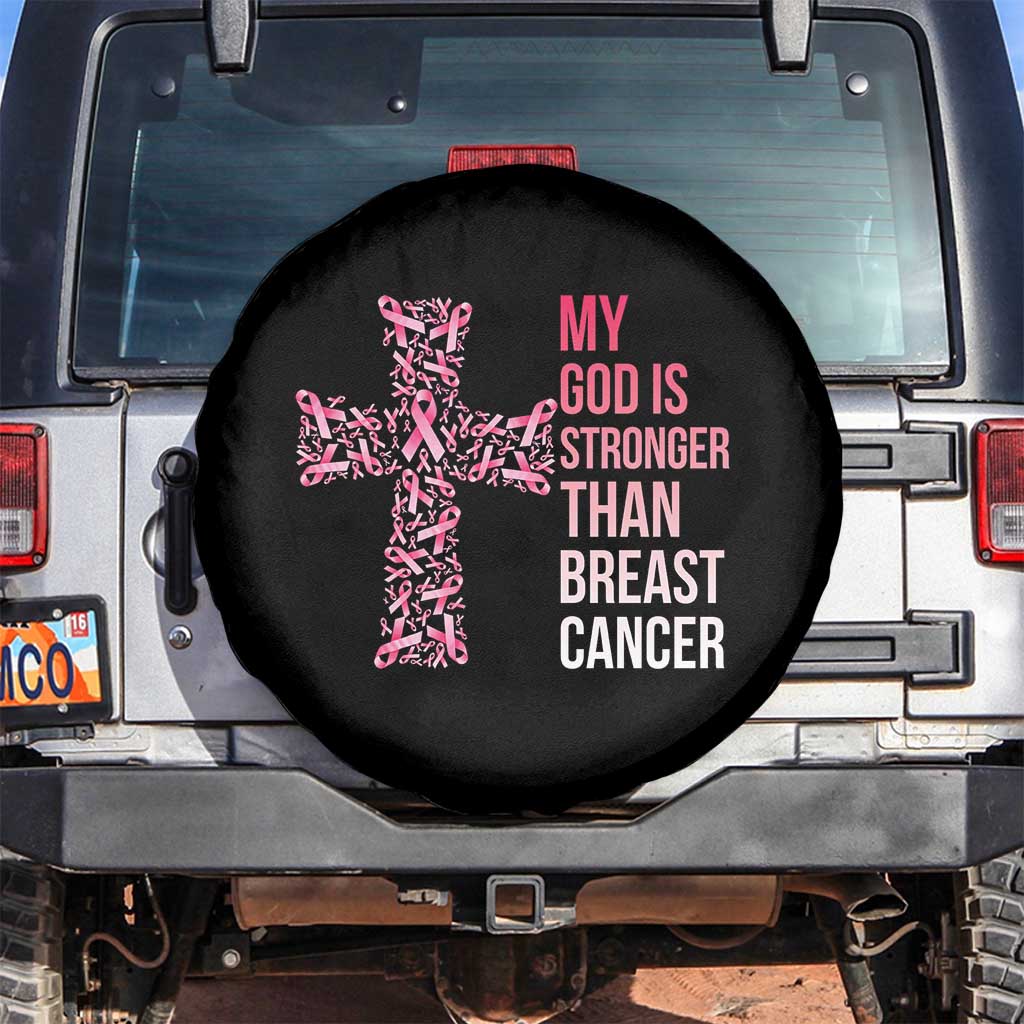 My God Is Stronger Than Breast Cancer Survivor Hope Gift Spare Tire Cover
