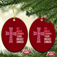My God Is Stronger Than Breast Cancer Survivor Hope Gift Ceramic Ornament