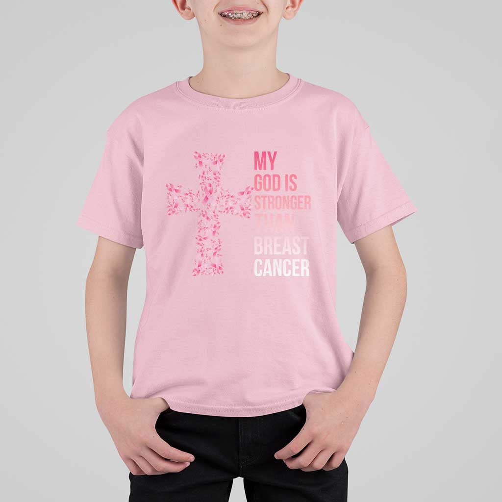 My God Is Stronger Than Breast Cancer Survivor Hope Gift T Shirt For Kid