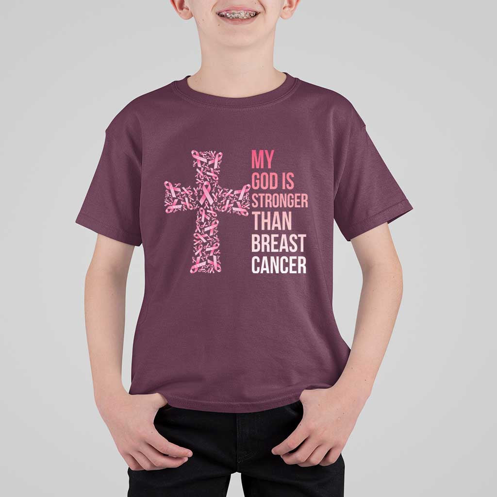 My God Is Stronger Than Breast Cancer Survivor Hope Gift T Shirt For Kid