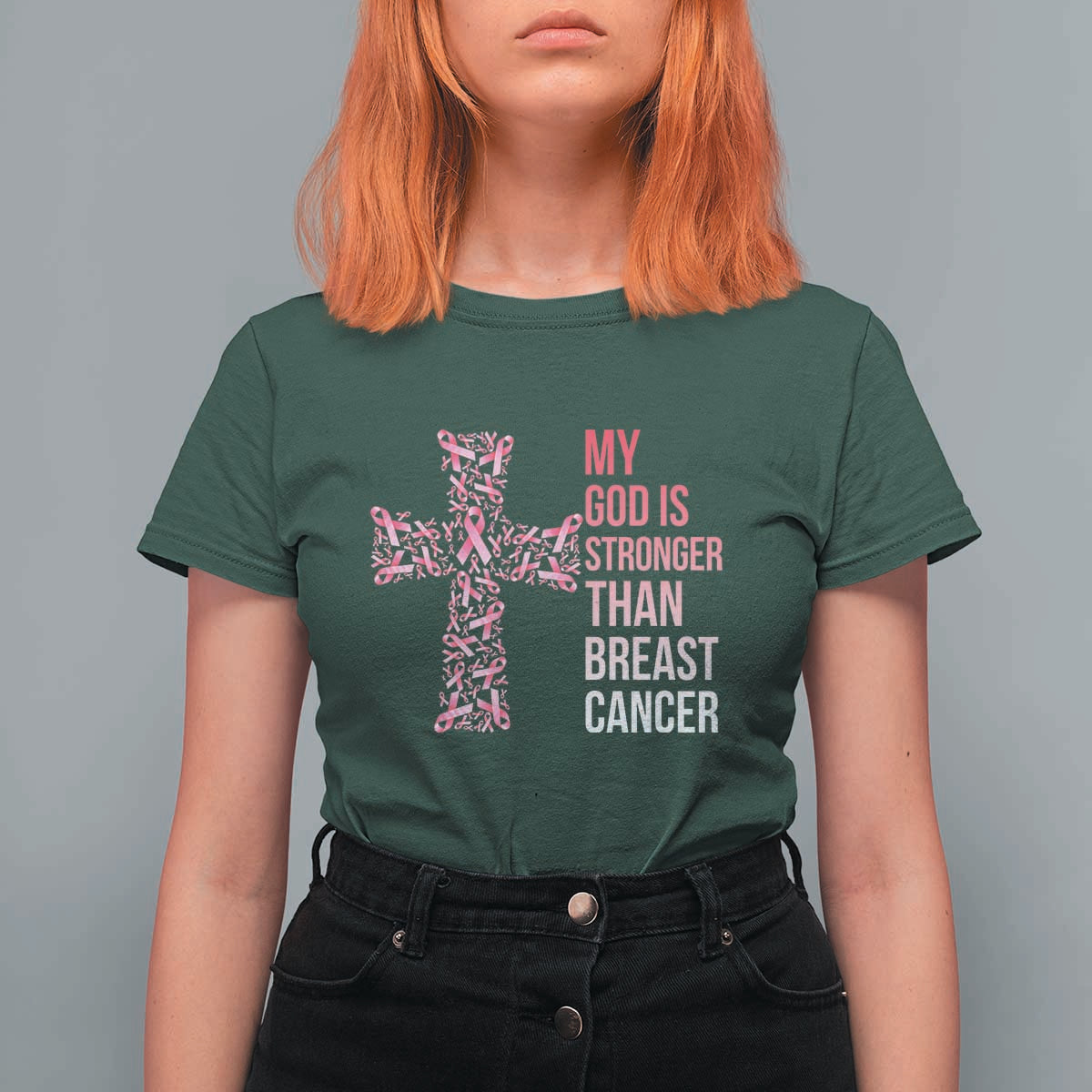 My God Is Stronger Than Breast Cancer Survivor Hope Gift T Shirt For Women