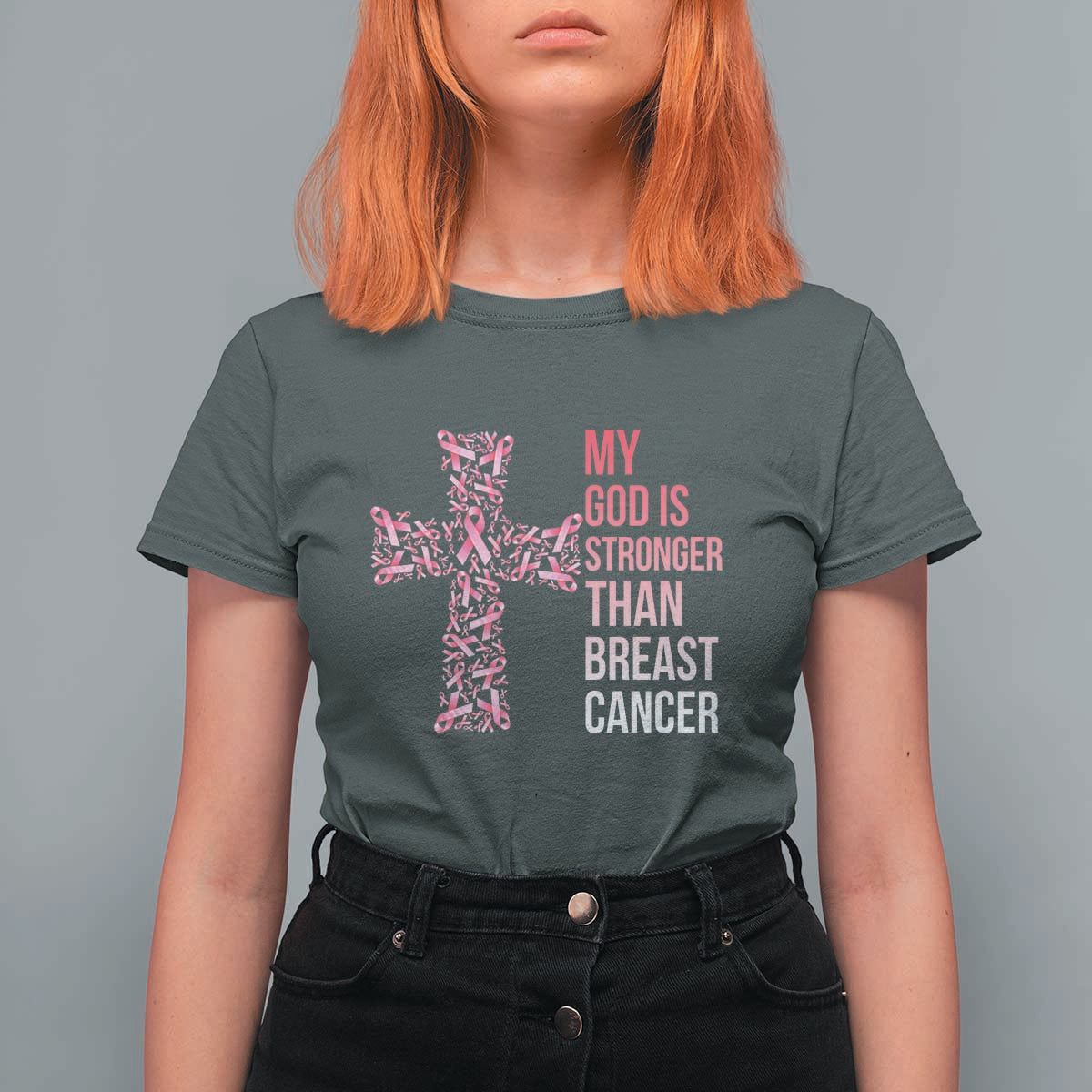 My God Is Stronger Than Breast Cancer Survivor Hope Gift T Shirt For Women