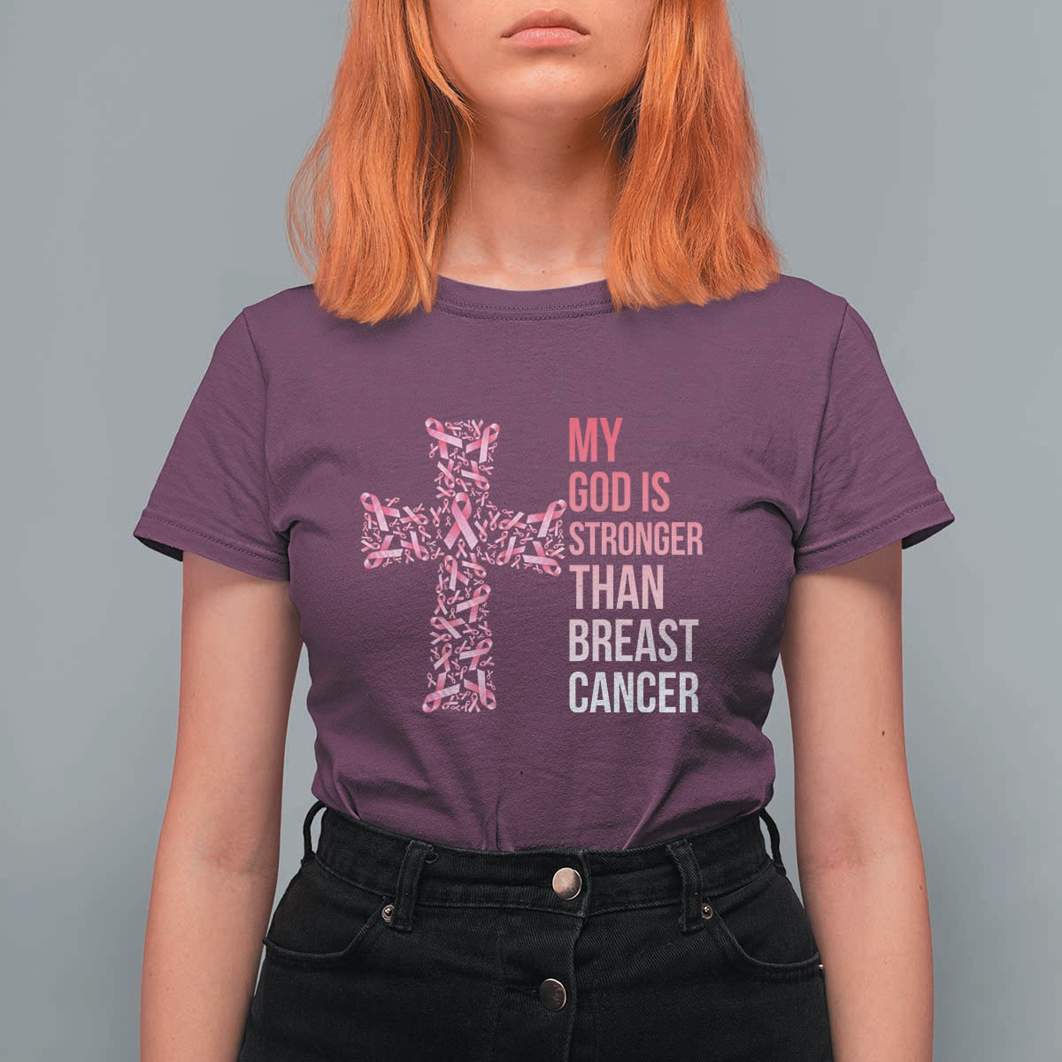 My God Is Stronger Than Breast Cancer Survivor Hope Gift T Shirt For Women