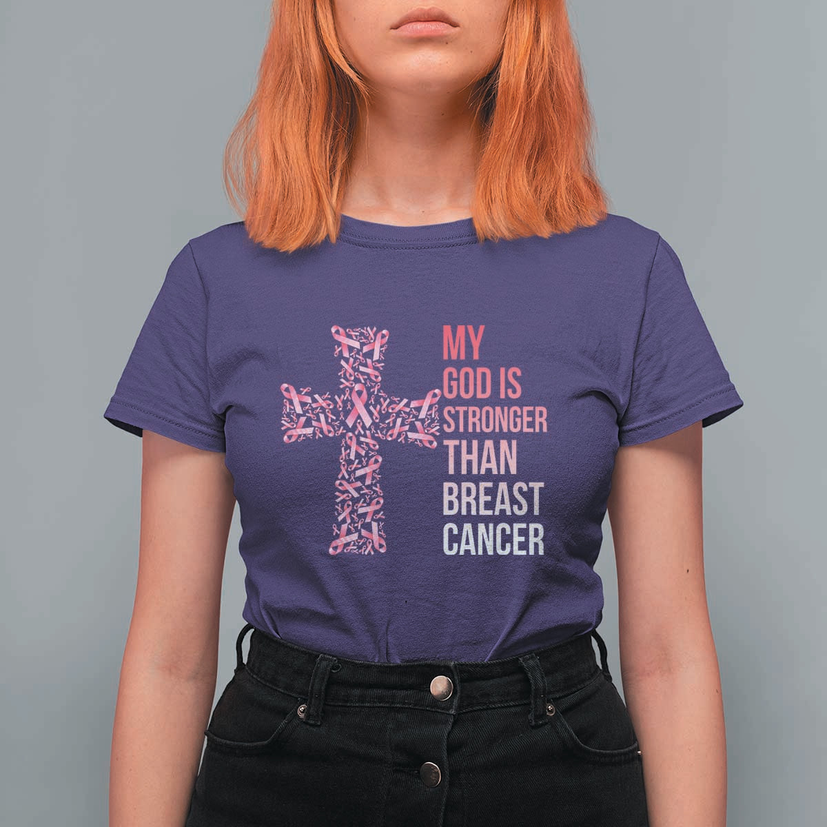 My God Is Stronger Than Breast Cancer Survivor Hope Gift T Shirt For Women