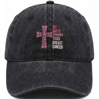 My God Is Stronger Than Breast Cancer Survivor Hope Gift Washed Cotton Baseball Cap