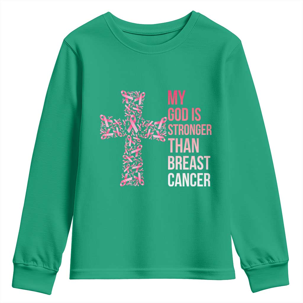 My God Is Stronger Than Breast Cancer Survivor Hope Gift Youth Sweatshirt
