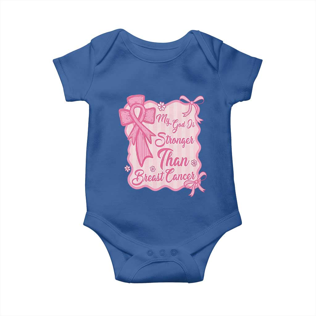 My God Is Stronger Than Breast Cancer Baby Onesie Christian Support Gift