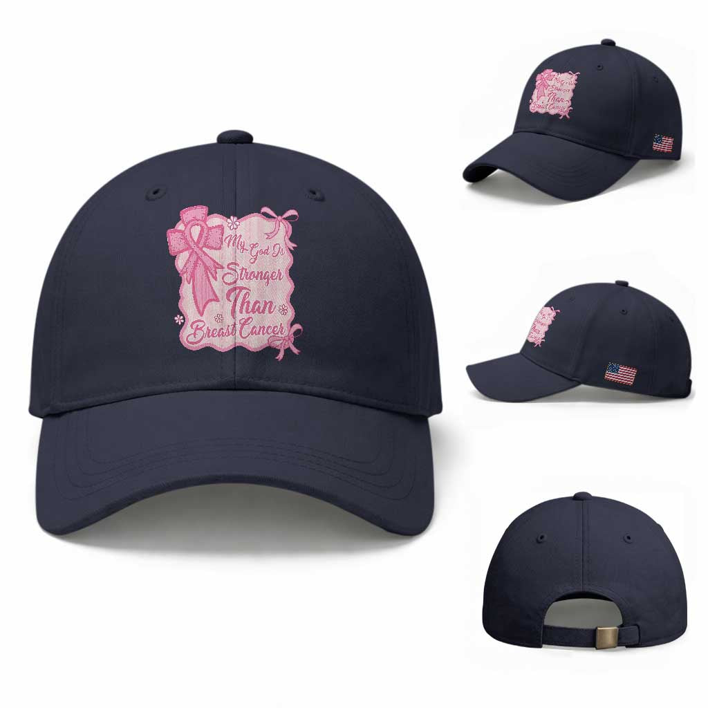 My God Is Stronger Than Breast Cancer Baseball Cap Christian Support Gift