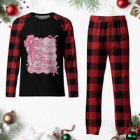 My God Is Stronger Than Breast Cancer Plaid Pajama Set Christian Support Gift