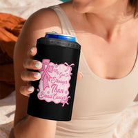 My God Is Stronger Than Breast Cancer 4 in 1 Can Cooler Tumbler Christian Support Gift