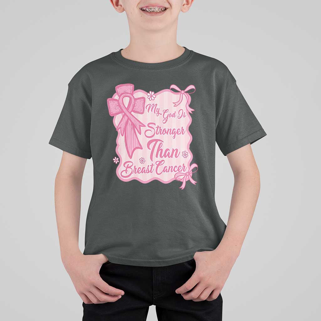 My God Is Stronger Than Breast Cancer T Shirt For Kid Christian Support Gift