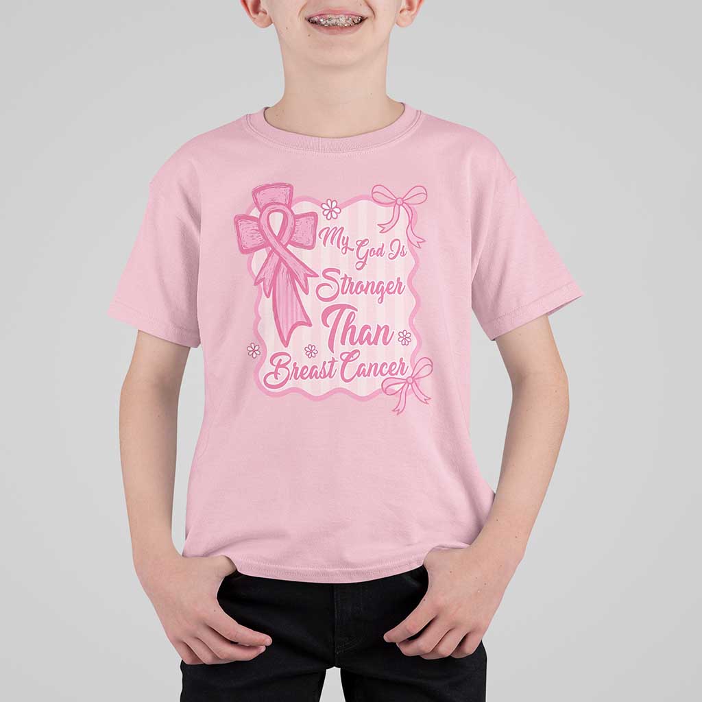 My God Is Stronger Than Breast Cancer T Shirt For Kid Christian Support Gift