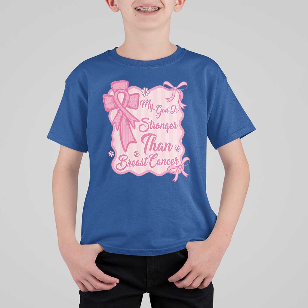 My God Is Stronger Than Breast Cancer T Shirt For Kid Christian Support Gift
