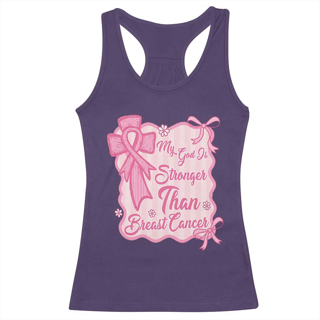 My God Is Stronger Than Breast Cancer Racerback Tank Top Christian Support Gift