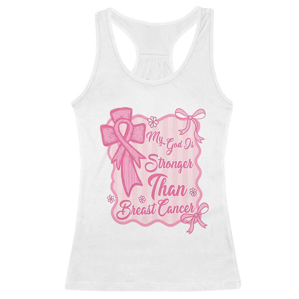My God Is Stronger Than Breast Cancer Racerback Tank Top Christian Support Gift