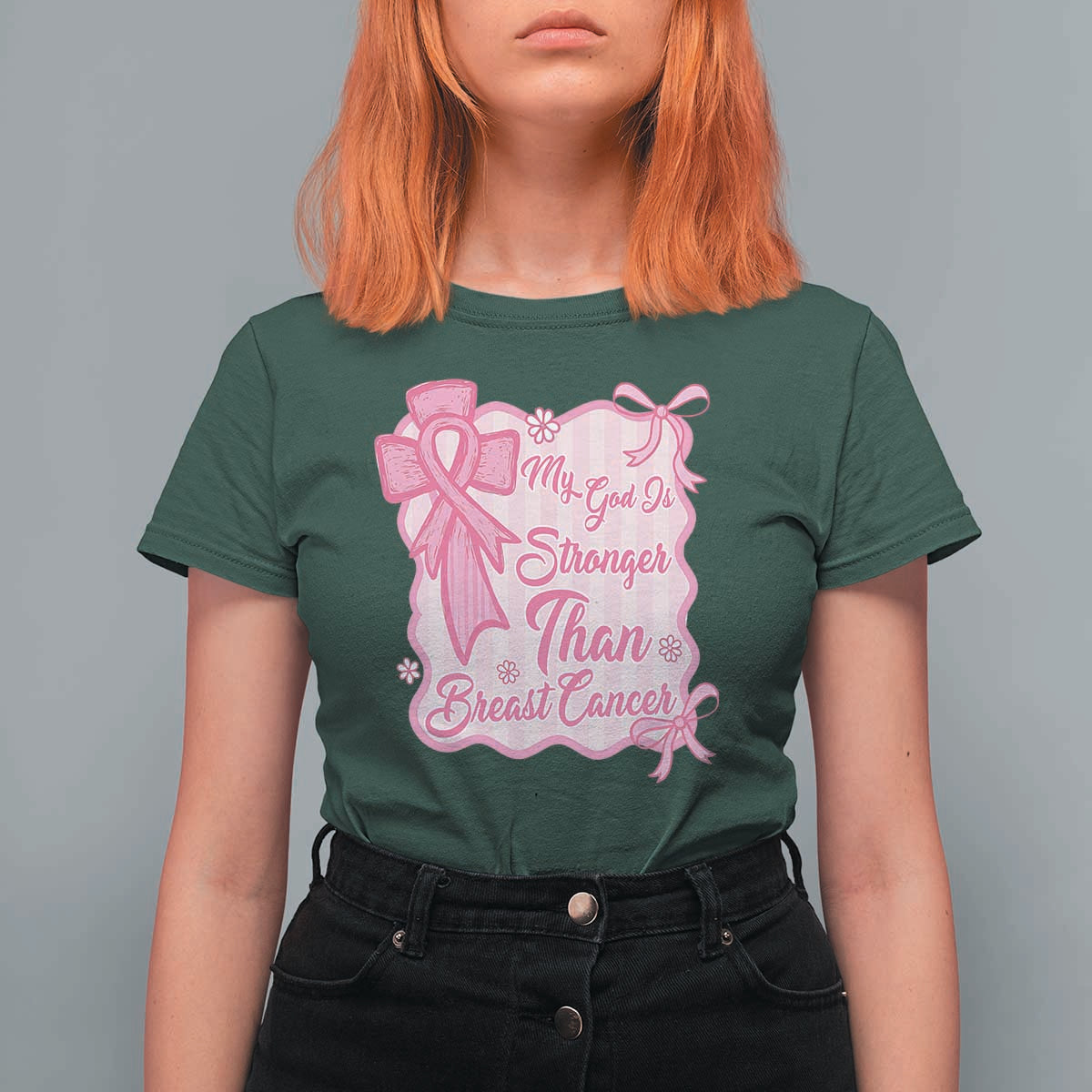 My God Is Stronger Than Breast Cancer T Shirt For Women Christian Support Gift