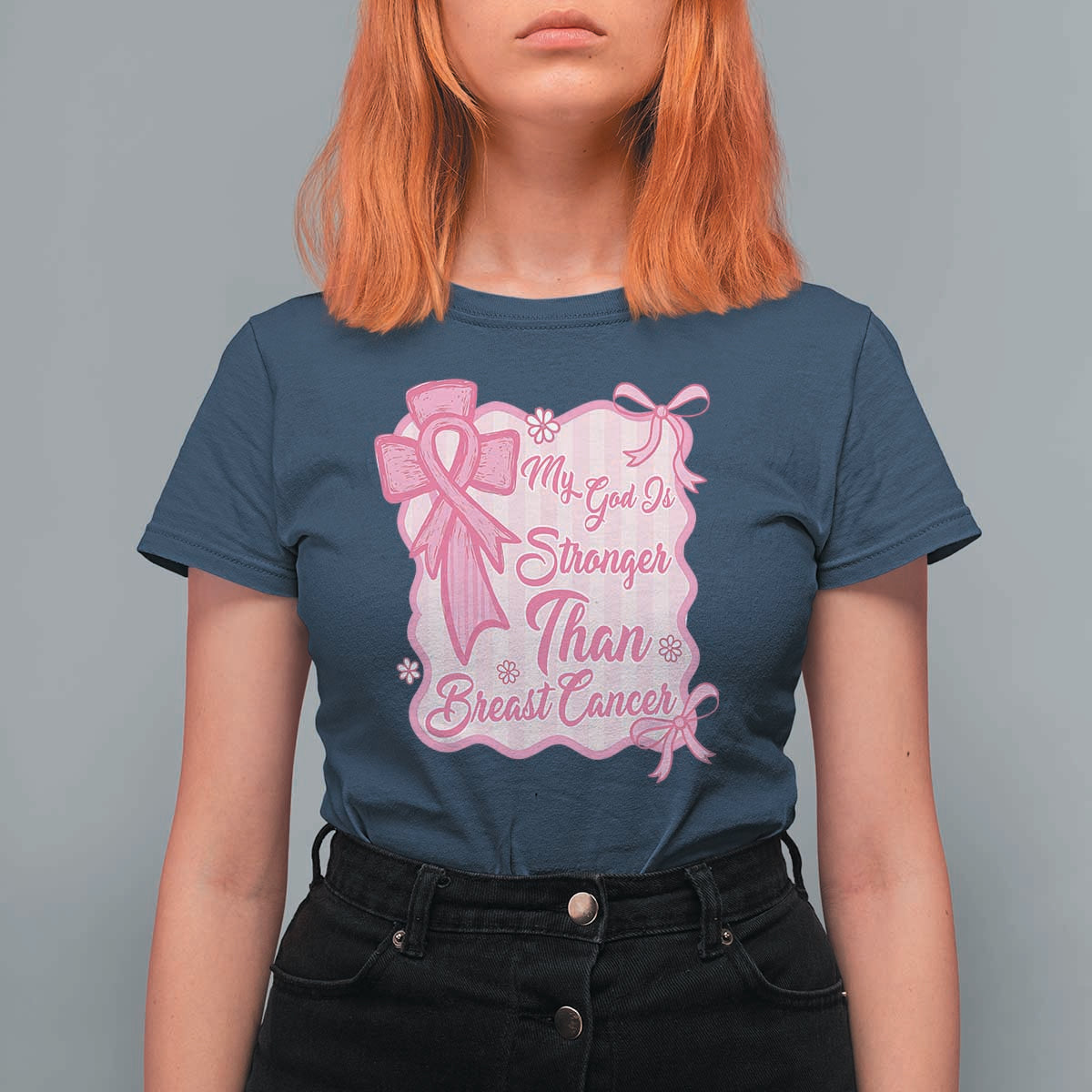 My God Is Stronger Than Breast Cancer T Shirt For Women Christian Support Gift