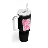 My God Is Stronger Than Breast Cancer Tumbler With Handle Christian Support Gift