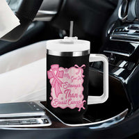 My God Is Stronger Than Breast Cancer Tumbler With Handle Christian Support Gift