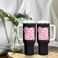 My God Is Stronger Than Breast Cancer Tumbler With Handle Christian Support Gift