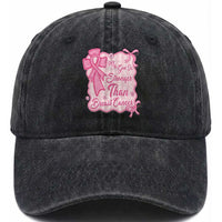My God Is Stronger Than Breast Cancer Washed Cotton Baseball Cap Christian Support Gift