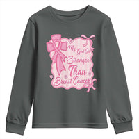 My God Is Stronger Than Breast Cancer Youth Sweatshirt Christian Support Gift