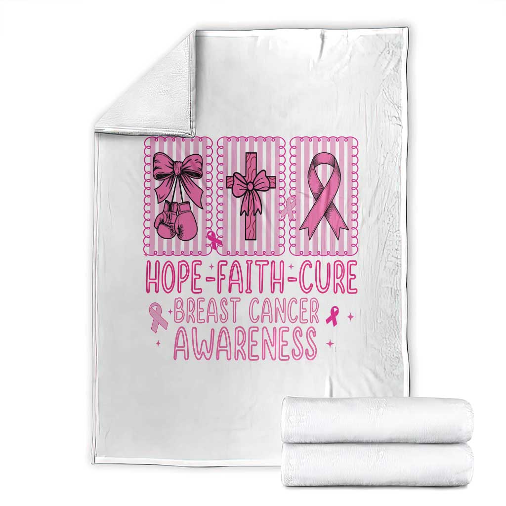 Hope Faith Cure Breast Cancer Awareness Throw Blanket Pink Ribbon Survivor Support Gift