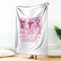 Hope Faith Cure Breast Cancer Awareness Throw Blanket Pink Ribbon Survivor Support Gift