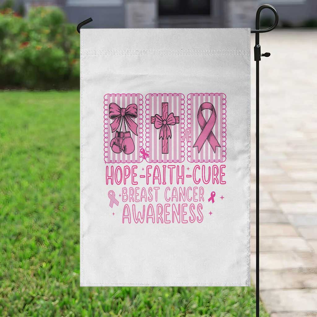 Hope Faith Cure Breast Cancer Awareness Garden Flag Pink Ribbon Survivor Support Gift