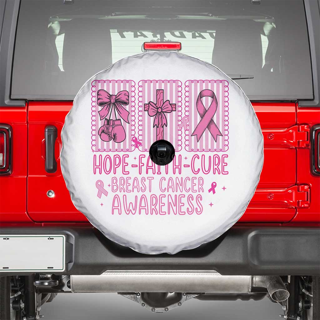 Hope Faith Cure Breast Cancer Awareness Spare Tire Cover Pink Ribbon Survivor Support Gift