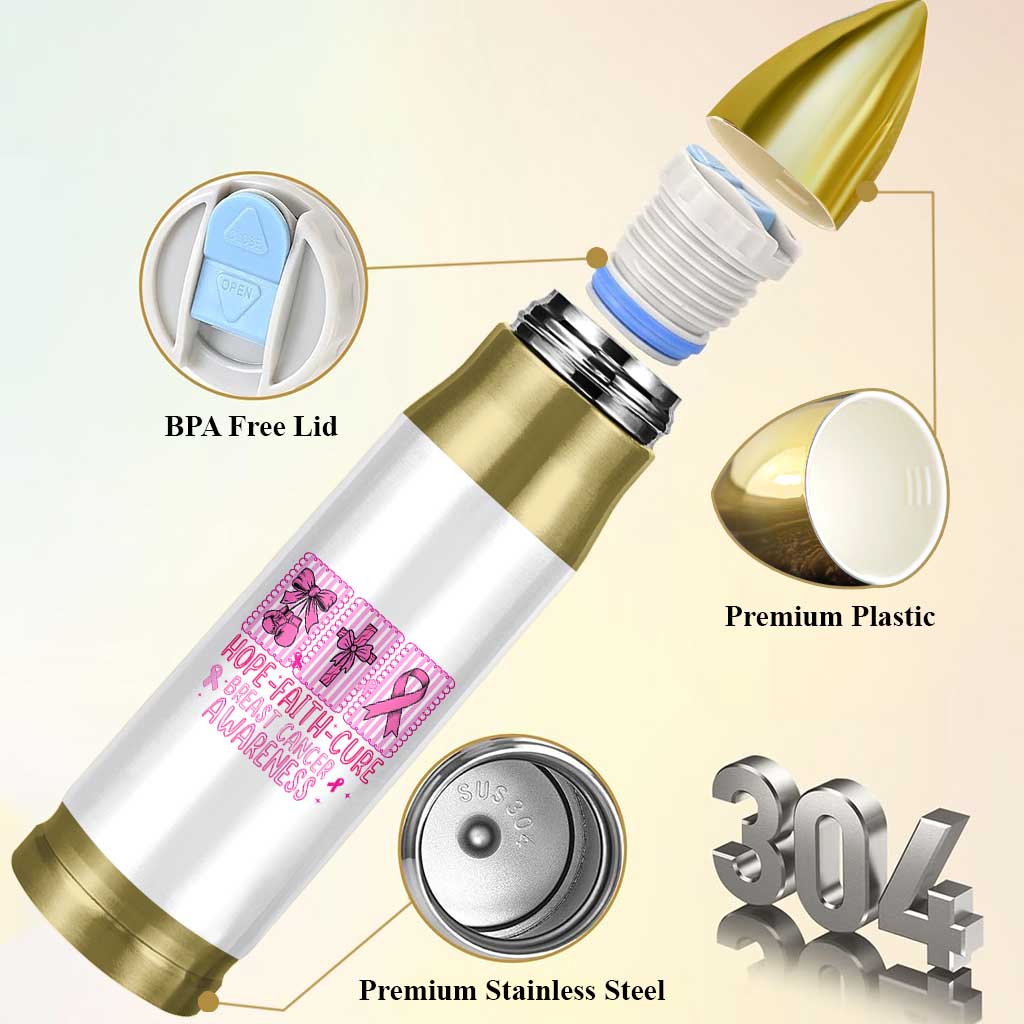 Hope Faith Cure Breast Cancer Awareness Bullet Tumbler Pink Ribbon Survivor Support Gift