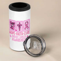 Hope Faith Cure Breast Cancer Awareness 4 in 1 Can Cooler Tumbler Pink Ribbon Survivor Support Gift