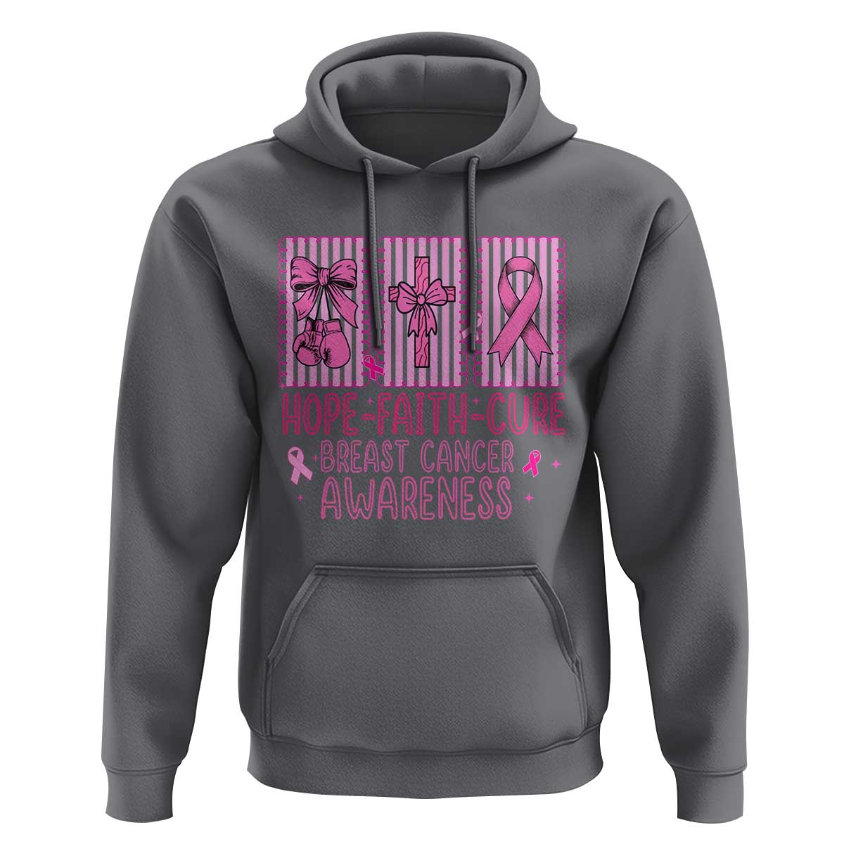Hope Faith Cure Breast Cancer Awareness Hoodie Pink Ribbon Survivor Support Gift