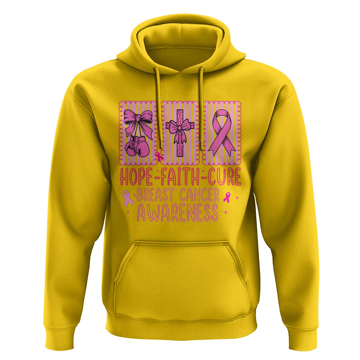 Hope Faith Cure Breast Cancer Awareness Hoodie Pink Ribbon Survivor Support Gift