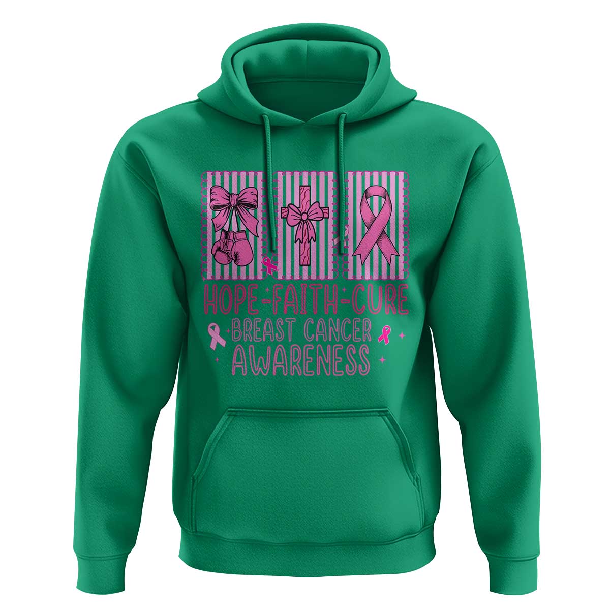 Hope Faith Cure Breast Cancer Awareness Hoodie Pink Ribbon Survivor Support Gift