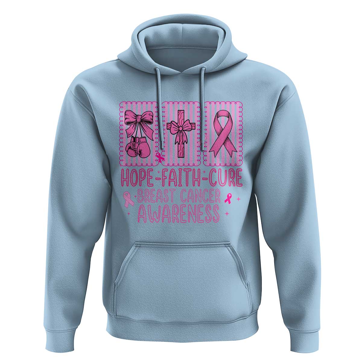 Hope Faith Cure Breast Cancer Awareness Hoodie Pink Ribbon Survivor Support Gift