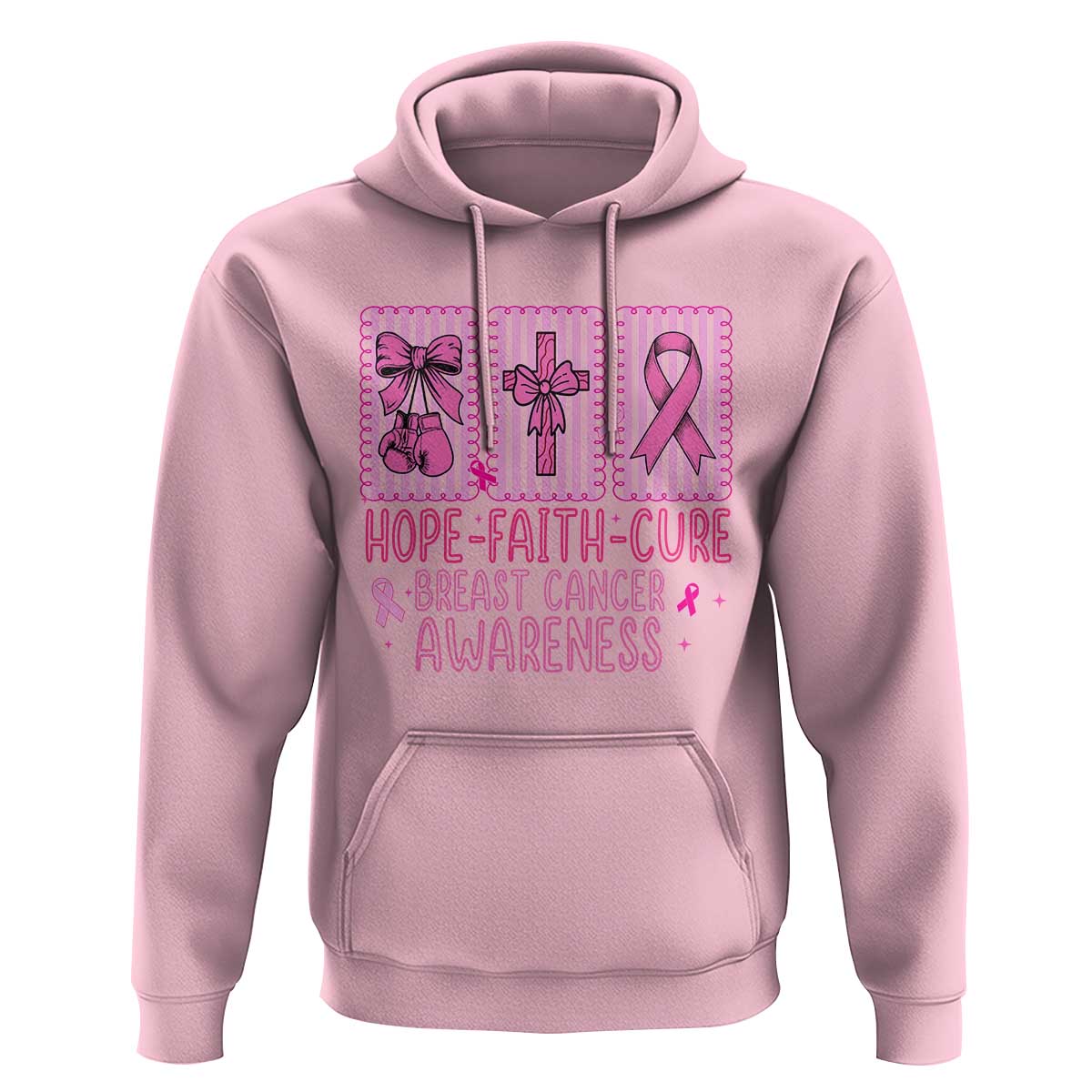 Hope Faith Cure Breast Cancer Awareness Hoodie Pink Ribbon Survivor Support Gift